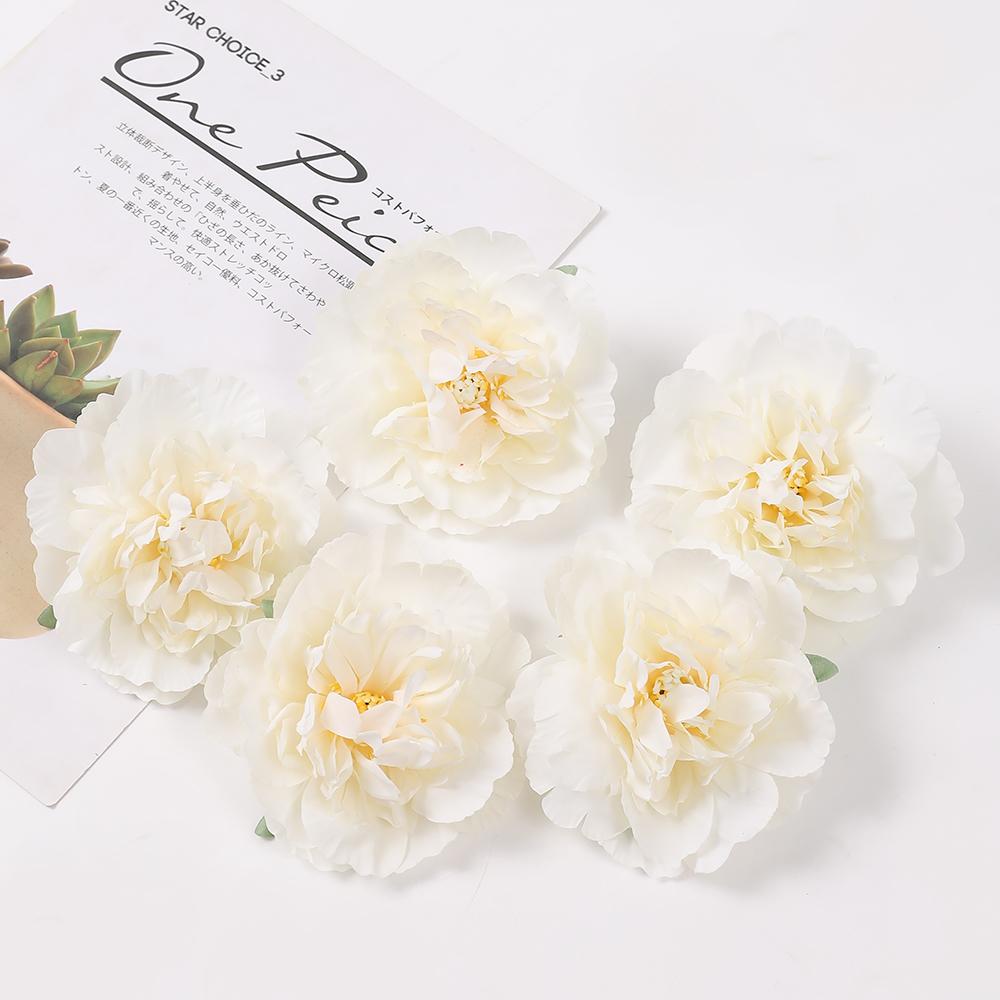 

2/5Pcs 11CM Peony Artificial Flowers Head Silk Rose Flowers For Wedding Home Room Decoration Fake Flower DIY Wreath Accessories 2Pcs белый