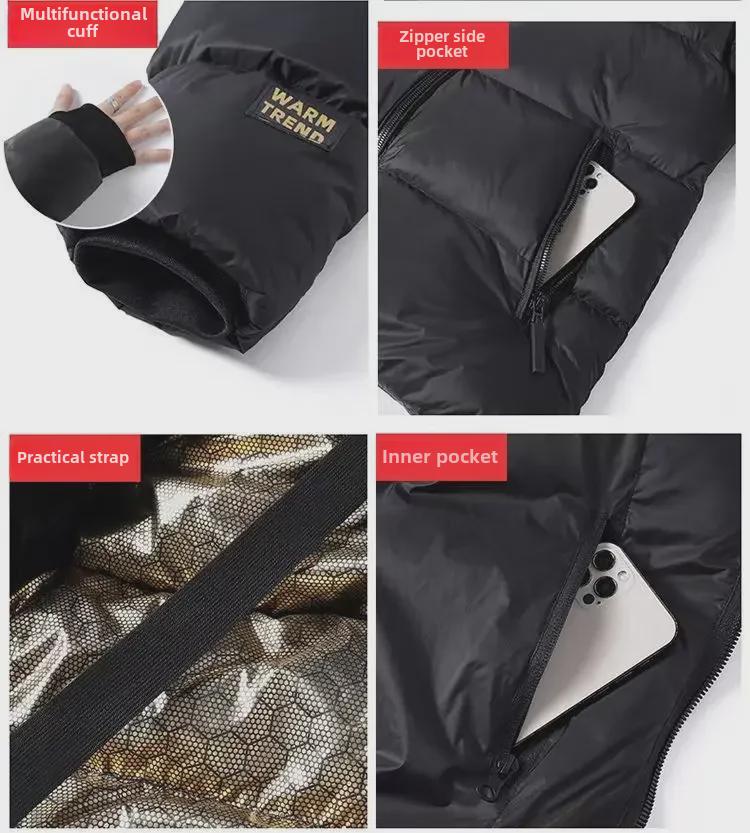 Unisex-Daunenjacke mit Kapuze in Schwarz und Gold – dicke, warme Winteroberbekleidung für Paare