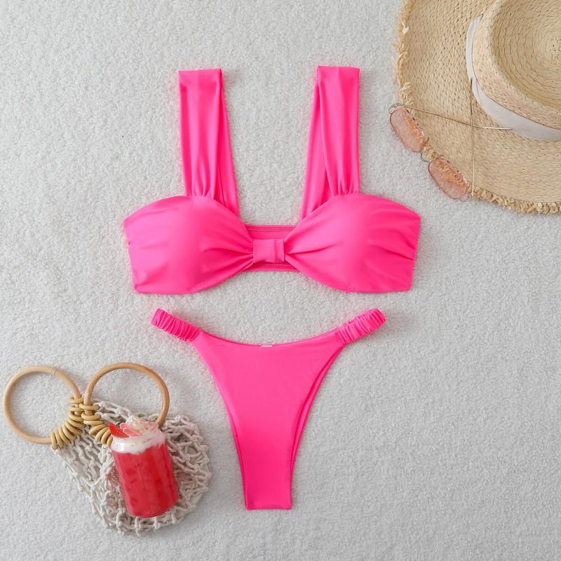 

Hot Pure Color Sexy Bikini Suit Factory Split L розы красного