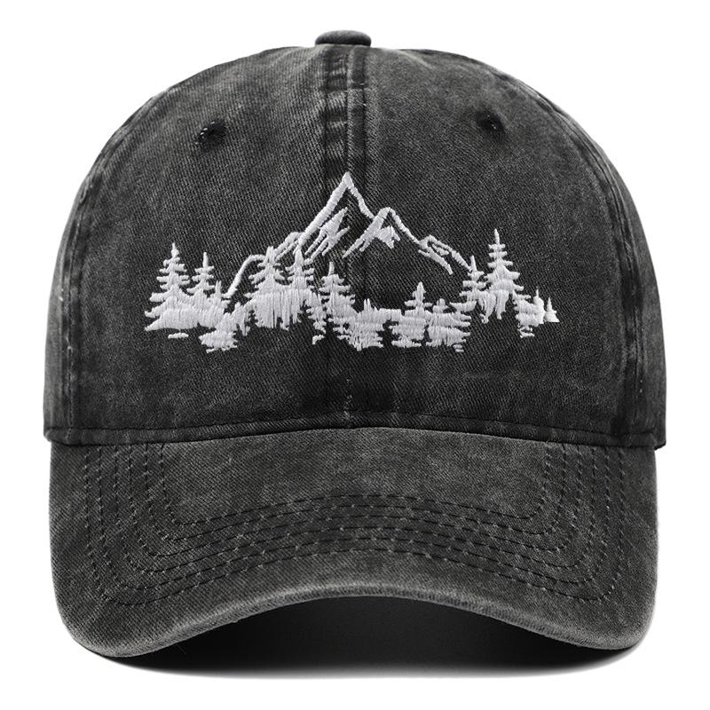 TEMU Mountain Forest Embroidered Flat Cap: Men's Outdoor Hiking & Fishing Hat, Women's Baseball Cap