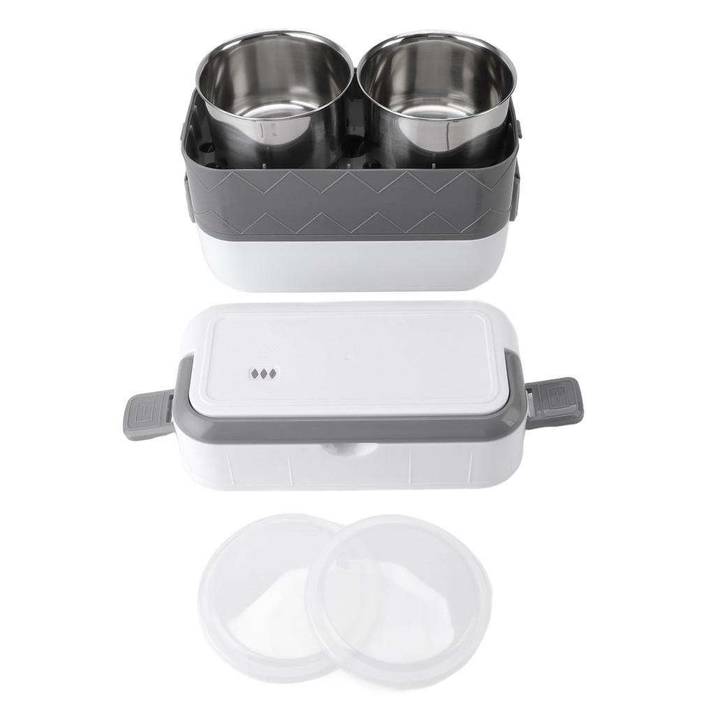 Electric Lunch Box 200W Rapid Heating Auto Shut Off Portable Food Heater with 4 Stainless Steel 