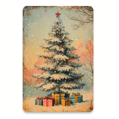 , Rustikaler Weihnachtsbaum Metallblechschild, , Künstlerische Wanddekoration für Fitnessstudio, Café, Garage, Restaurant, Zuhause, Waldgarten, Innen