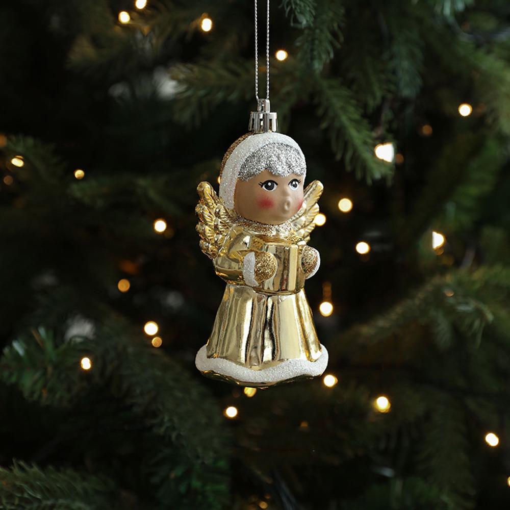 Shiny Gold Santa Claus Hanging Ornaments Snowman Merry Christmas Decor Xmas Tree Pendant Kid Gift