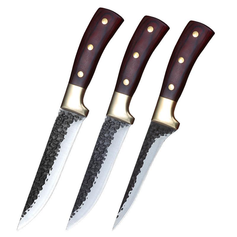 3pcs Forged Sharp Butcher Knife Boning Knife Slicing Knife with Knife Cover Multifunctional Kitchen Knife Set