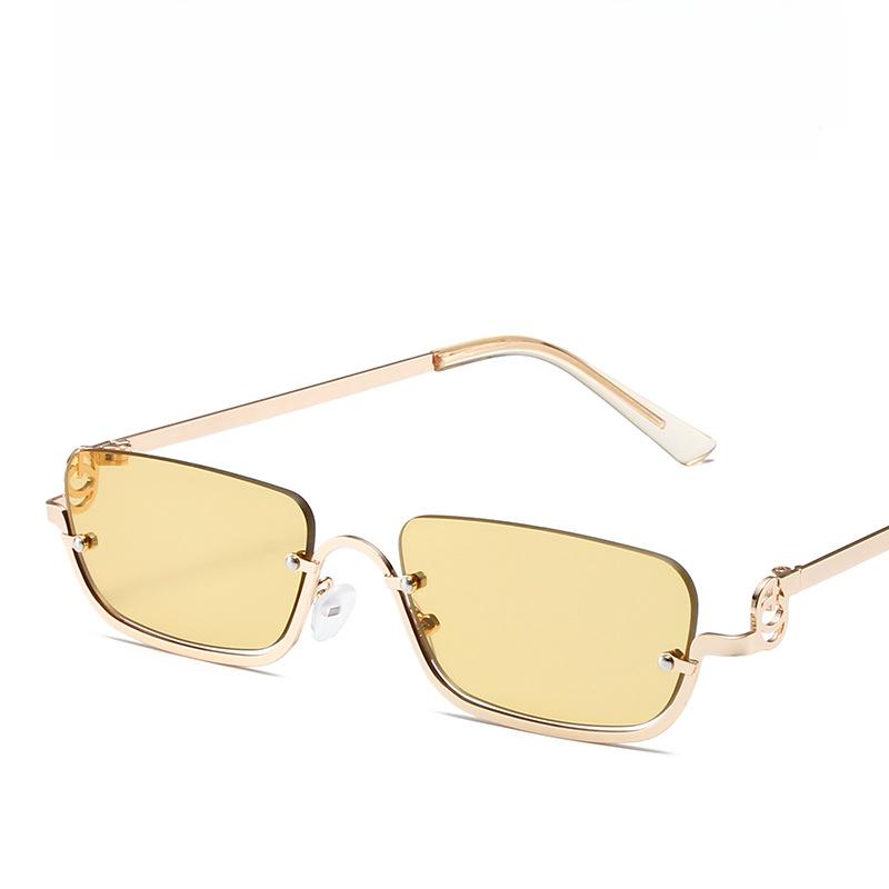Fashion Small Square Women's Sunglasses Luxury Brand Metal Half Frame Sunglasses Woman Trend Vintage Black Pink Shades