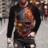 2025 New Fashion 3D Skull Printing Long Sleeve Hip Hop Trend Harajuku Men's Casual Top Men's Clothing