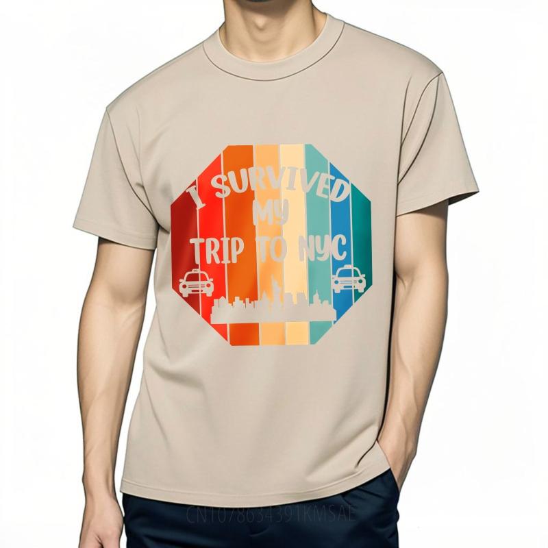 Fashion Tshirt Solid Color Unisex Oneck Tshirt Streetwear I Survived My Trip To Nyc Basic For Him Tee Shirt Minimalist Teeshirt