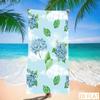 Blue Hydrangea Beach Towel Super Absorbent Quick Dry Microfiber With Floral & Cloud Print Soft Sand-Free Blanket For Picnic