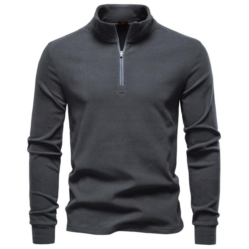 Men S Stand Collar Half Zip Long Sleeve Warm Sweatshirt