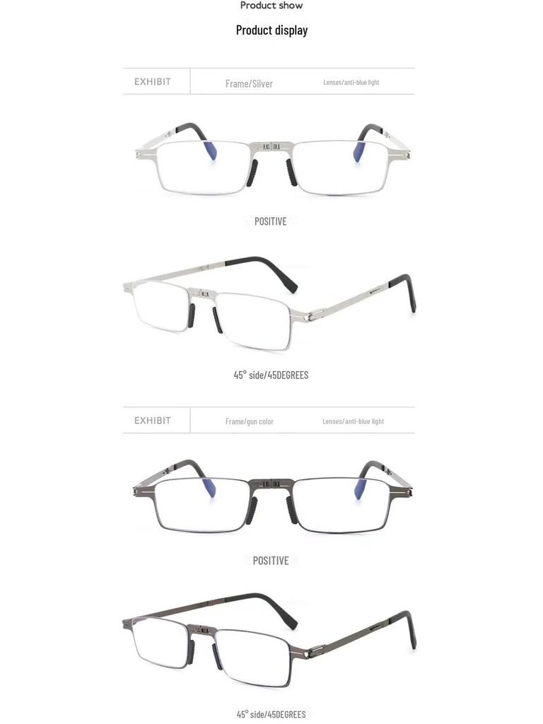 Stylish Foldable Screw-Free Reading Glasses - Portable, Wear-Resistant, HD Full-Frame Available Now.