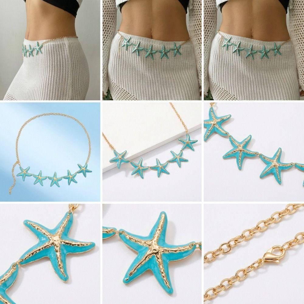 Gold Color Starfish Waist Chain Minimalist Beads Belly Chain  Beach Jewelry
