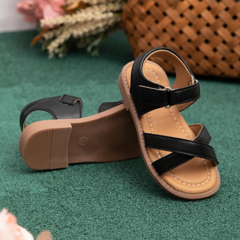 

New Summer Children s Open-toe Girls Flat Sandals Simple Toddler Fashion Sandals Cross-tied Versatile Kids Beach Sandals 25