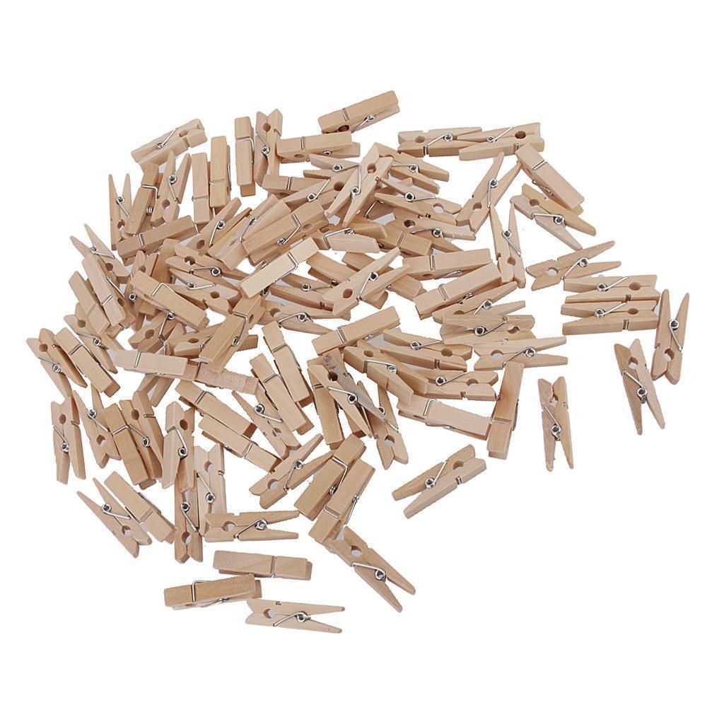 100pcs Wooden Pegs Clothes Pins Clips 25*3mm