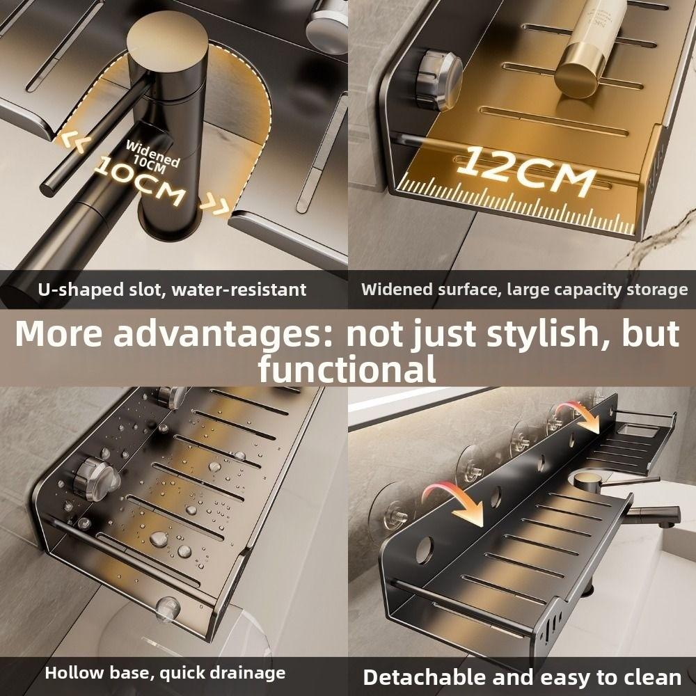 Suction Cup U-Shaped Storage Rack No-Drill Wall Display Shelf  Washbasin