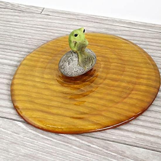 A Cute Figurine with a Frog Sitting On the Water 14 X 13 X 5 Cm Acrylic Cute To Display On the Bay Window or Shelf of a Can Also Be Used As an Small