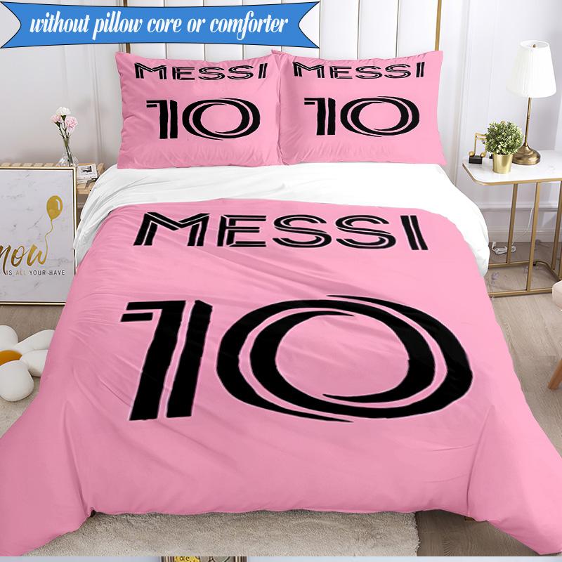 Messi's Pink 3pcs Bedding,Including 1pc Duvet Cover And 2pcs Pillowcases Perfect for Christmas,Ideal for Bedroom, Dormitory