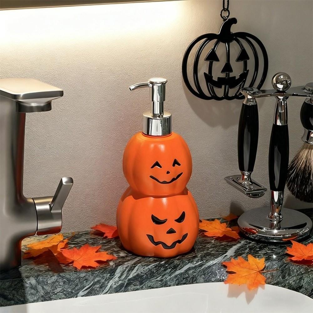 Refillable Liquid Hand Soap Container Pump Style Pumpkin Press Bath Bottle Halloween