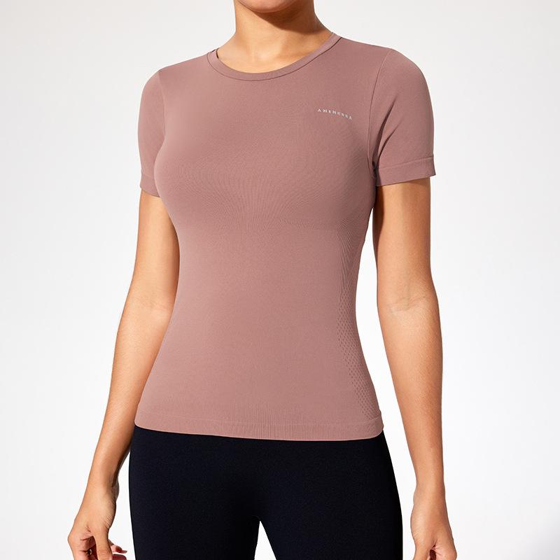 

Женская облегающая эластичная футболка для бега и йоги - Летняя одежда для активного отдыха с коротким рукавом Extra Large розовый