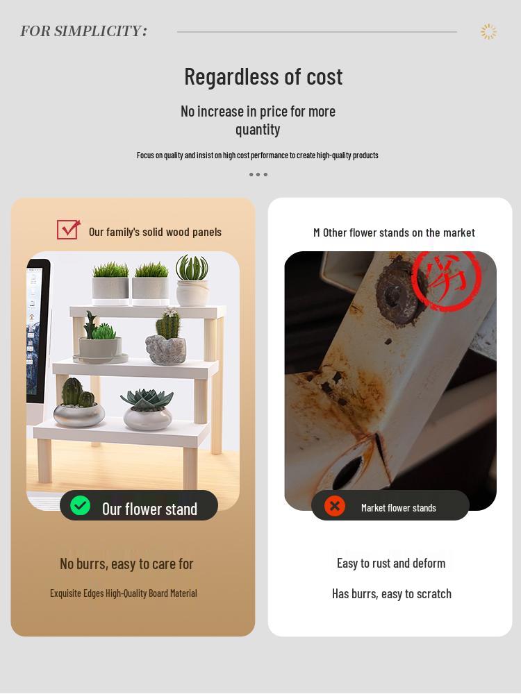 Desktop Ladder-Style Solid Wood Flower Stand for Small Plants and Succulents
