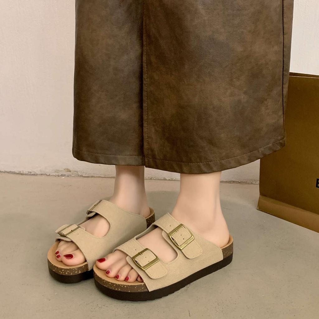 Muffin platform slippers women's new summer outer wear Boken shoes with cool slippers round head design