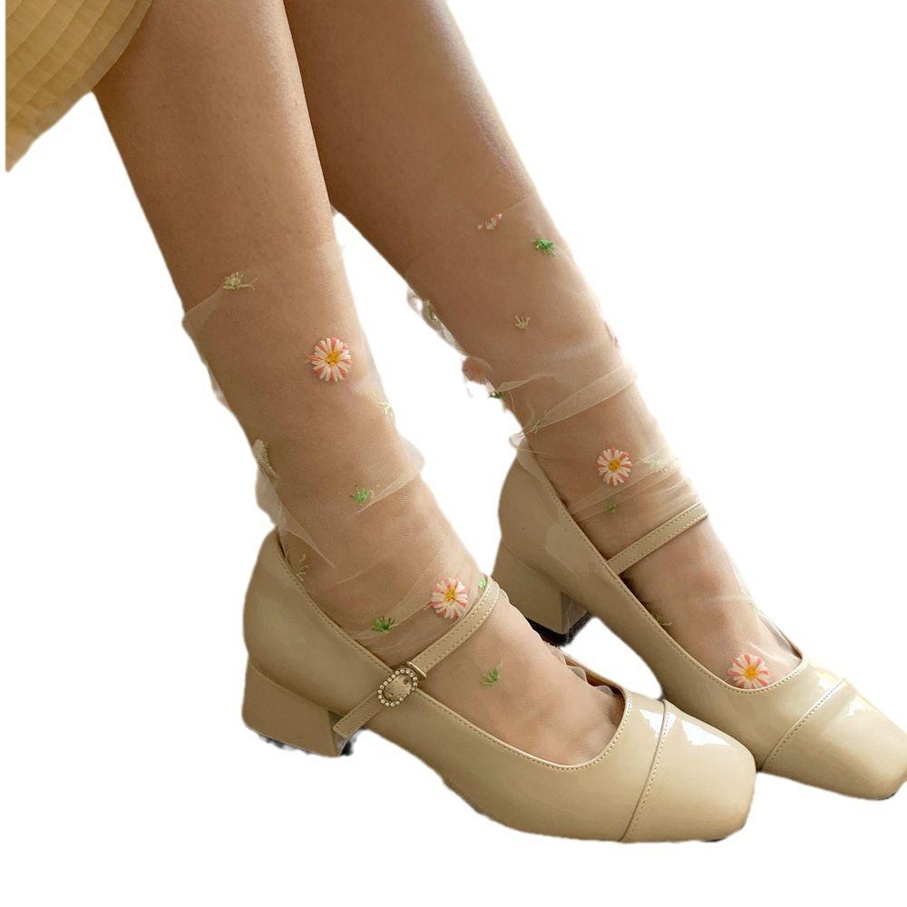 Priehľadné dámske ponožky Farebné hviezdne leto Ultratenké nylonové voľné dlhé ponožky ženy sladké dievčatá sieťované čipkované ponožky Sox