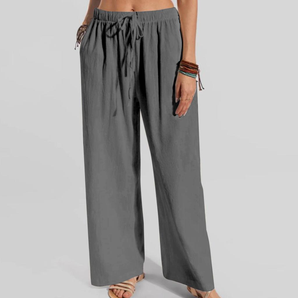 Fashion Women's Solid Color Loose And Comfortable Pocket Leisure Time Trousers