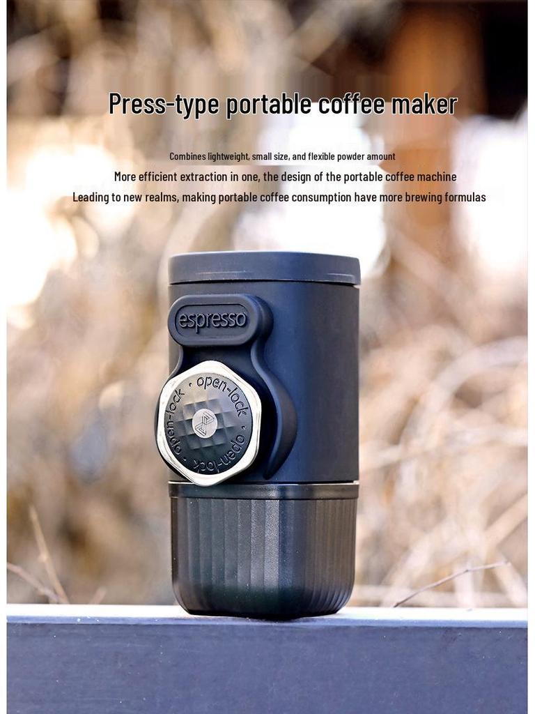 Italian Hand Press Espresso Machine - 19-Bar Outdoor Capsule Coffee Maker