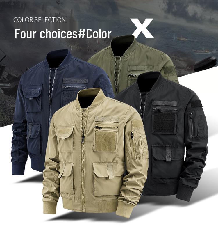 Herren Mehrzwecktaschen Wasserdichte Outdoorjacke - Bergsteigerstil, Frühjahrs-/Herbst-Camping-Oberbekleidung