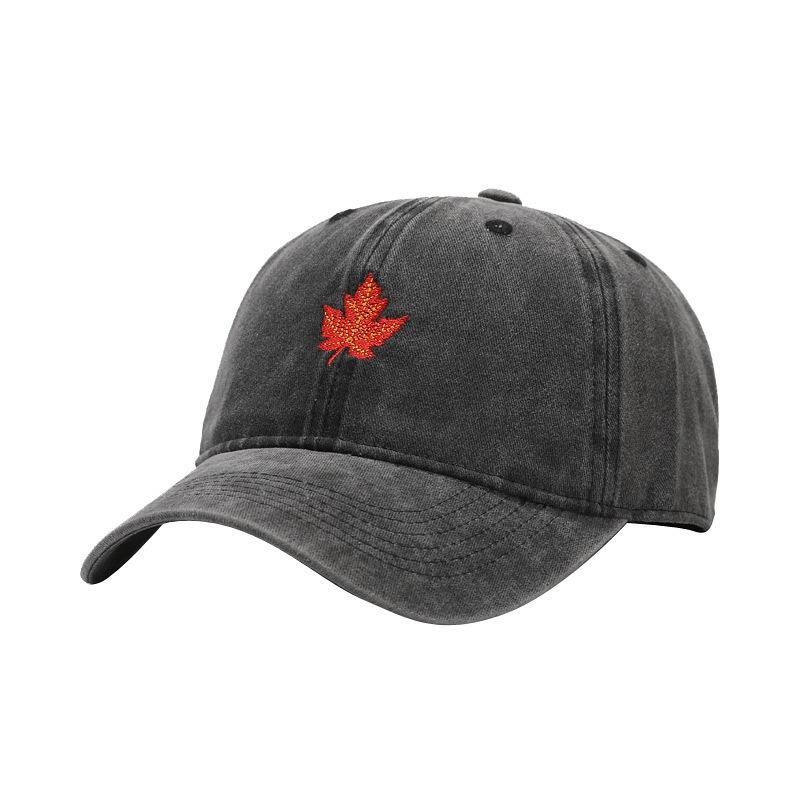 European and American New Maple Leaf Washed Retro Baseball Caps, Men's and Women's Trend Curved Brim Hats, Outdoor Travel Sunscreen Visors