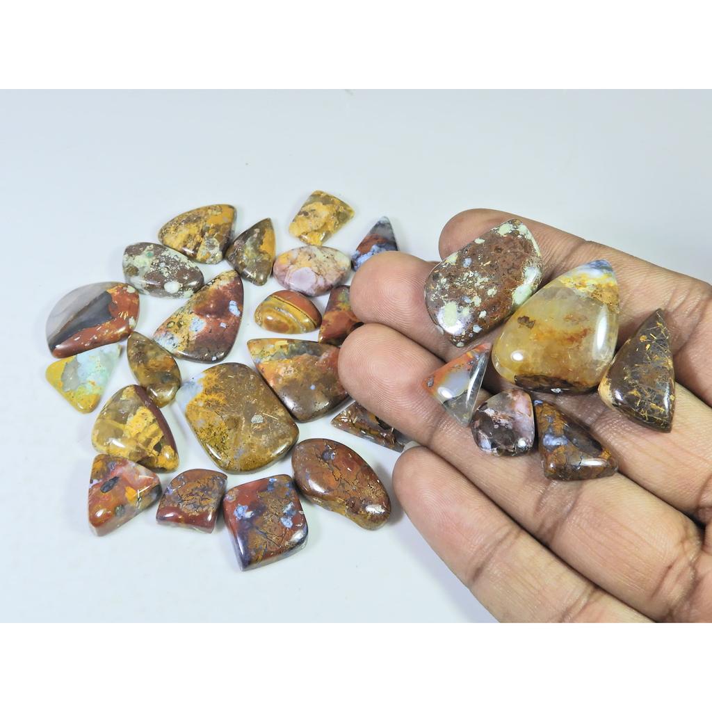 335Cts. Natural Forest Agate Fancy Cabochon Loose Gemstone 28 Pcs Lot C-1944