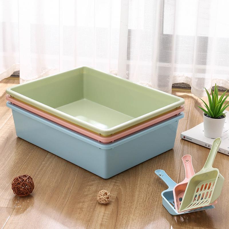 Small Anti-Splash Semi-Enclosed Cat Litter Box with Litter - Square Cat Toilet and Cleaning Pan