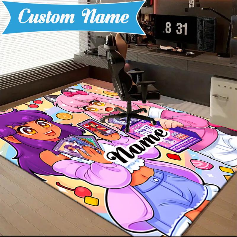 Tappeto Personalizzato Nome Aphmau Candy Adventure, Tappeto da Gioco, Tappetino per Camera da Letto Soggiorno Ingresso, Idea Arredamento Casa Regalo per Natale Compleanno