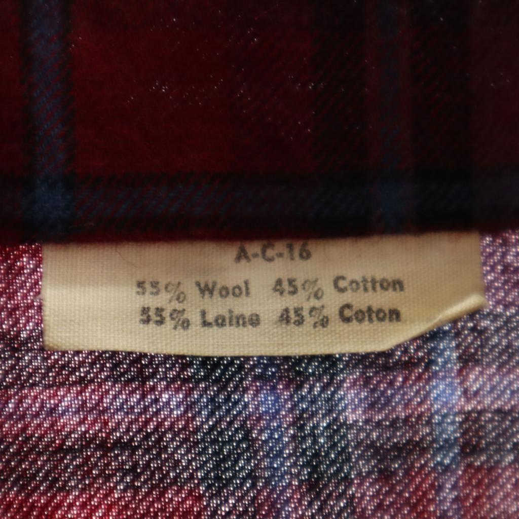 70s Vintage Wool Blend Check Pattern Long sleeve Wool shirt XL Red Men's Used