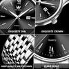 OLEVS Men's Stylish and Popular Black Quartz Analog Watch for Business and Work, Waterproof, Silver Stainless Steel Band, Black Dial, Date Display, Si