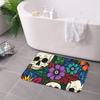 1PC Halloween Skull Flower Kitchen Rug Non-Slip Door Mat Pop Design Bathroom Rug Bath Mat Carpet for Home Sink Laundry Decor