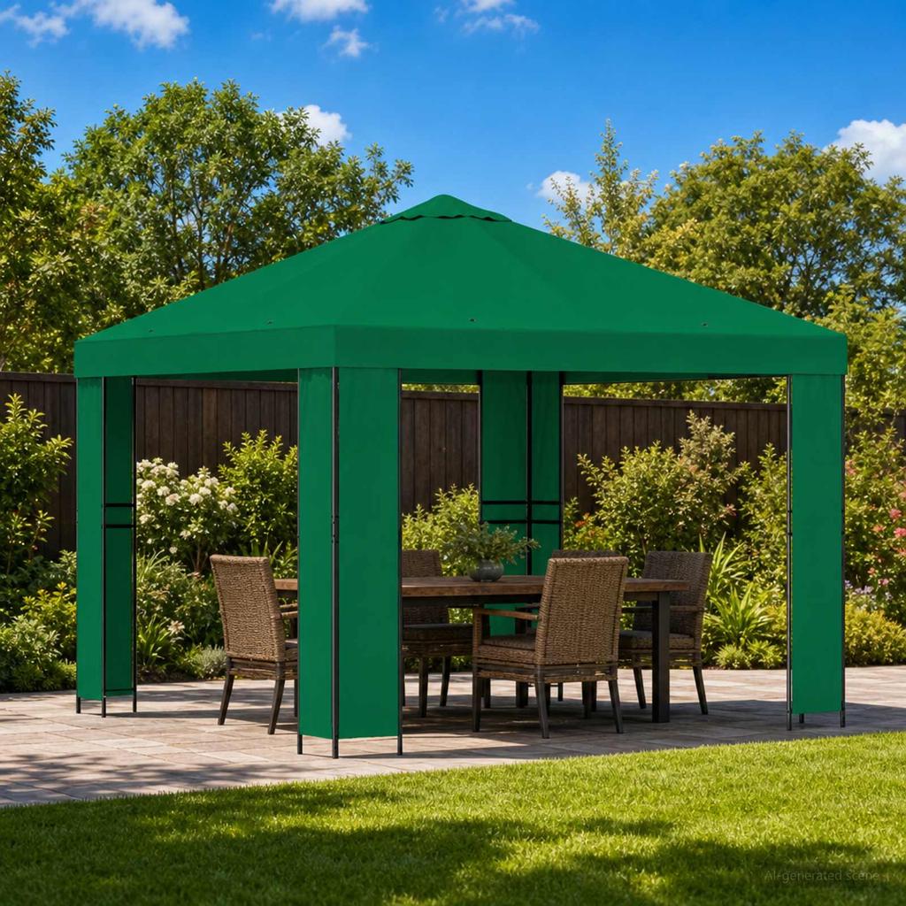 Gazebo 3 X 3 M Green Polyester and Steel 190 Gsm