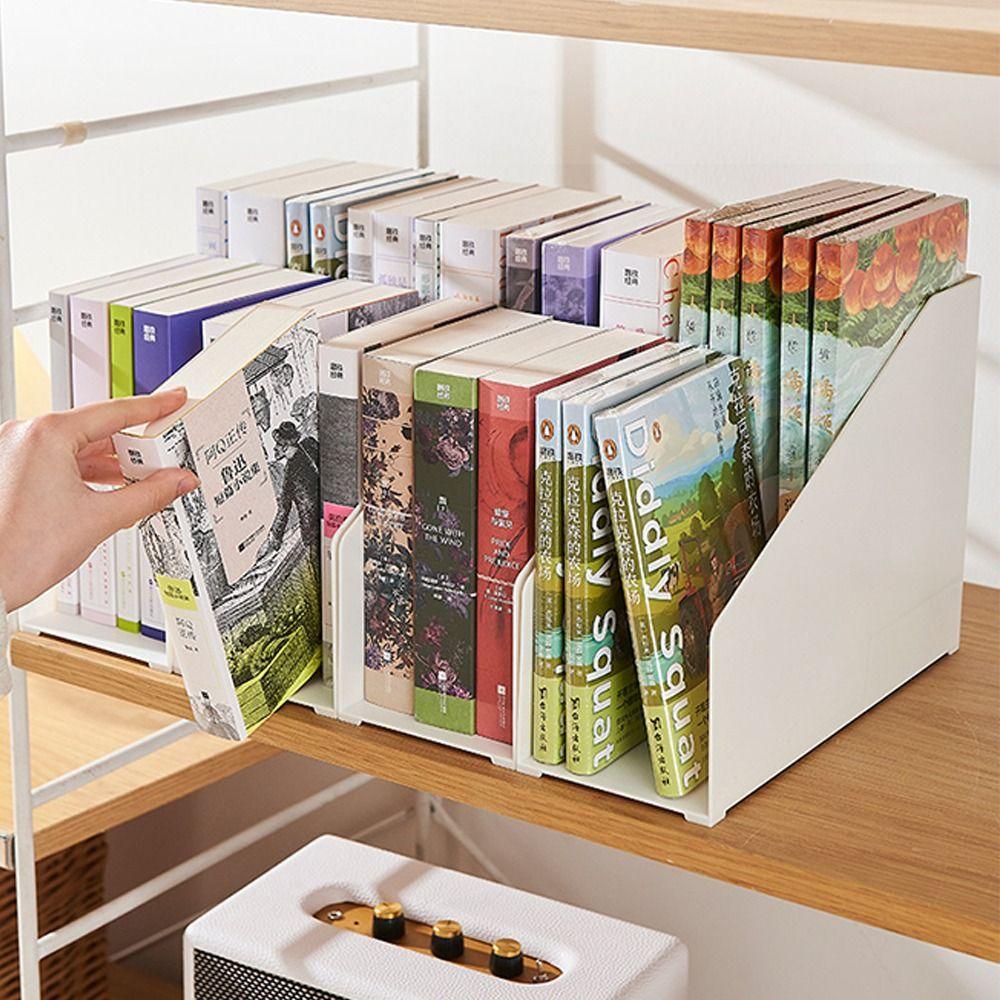 Simple Plastic Bookends Double Layer Solid Color Book Stand Large Capacity File Storage Shelf Student Supplies