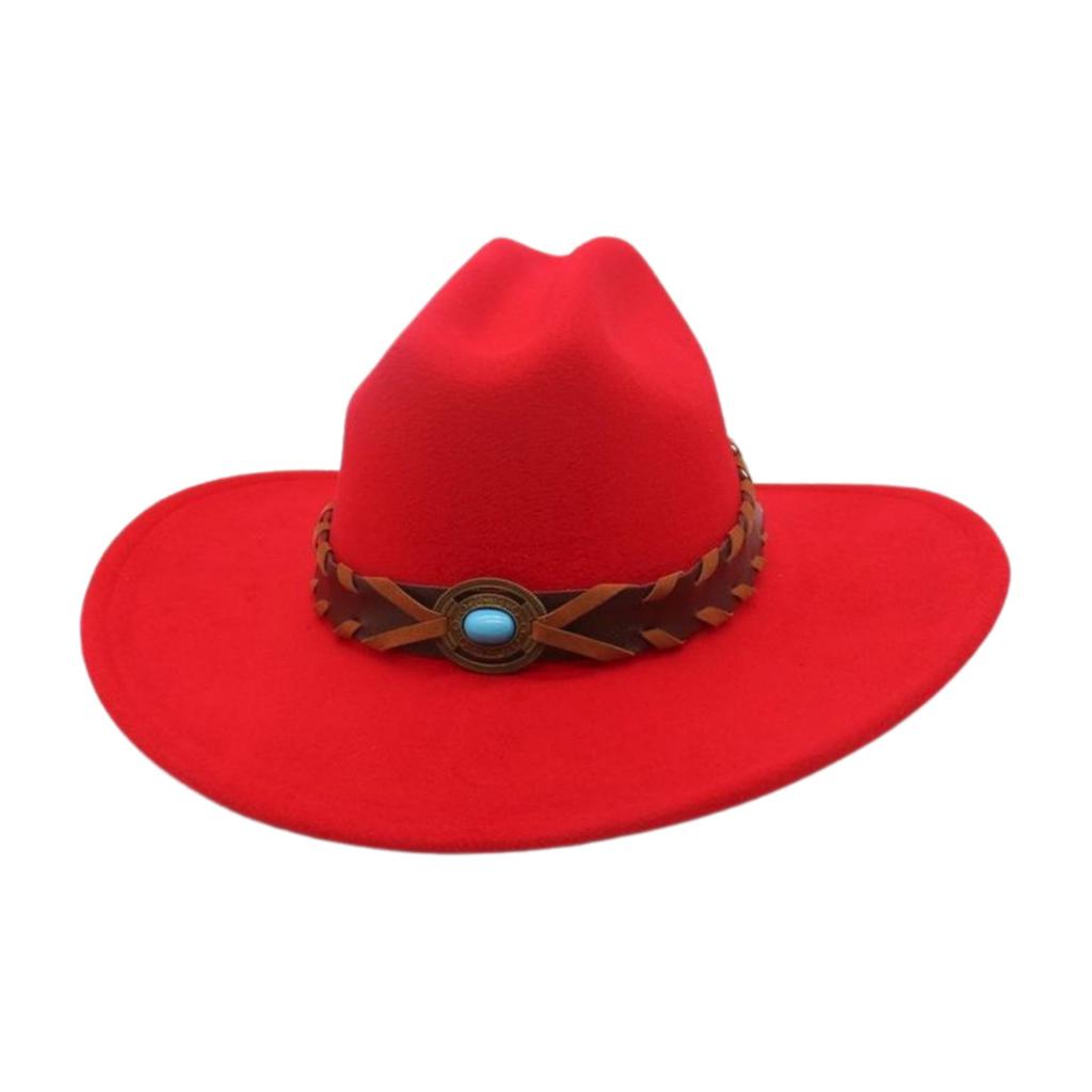 French Flat-Brimmed Top Hat Western Cowboy Hat Hot-Selling High-End Ethnic Style Travel Sunshade Woolen Jazz Hat