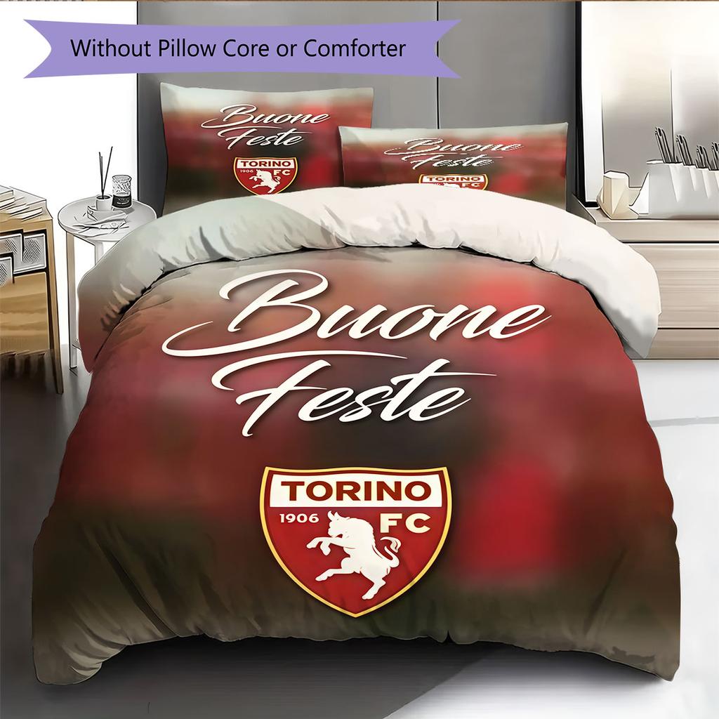 Torino F.C Bedding Quilt Set Quilt Cover Pillowcase Home Decoration Birthday Gift (1 * Duvet Cover + 2 * Pillowcase, Without Core)