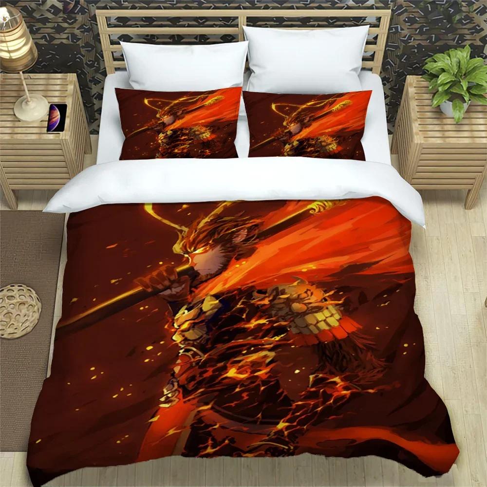 Sun WuKong Monkey King Print Three Piece Bedding Set Fashion Article Children or Adults for Beds Quilt Covers Pillowcases Gift