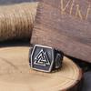 Viking Valknut Helm of Awe Stainless Steel Ring for Men Aegishjalmur Odin Runes Celtic Knot Jewelry Amulet Gift