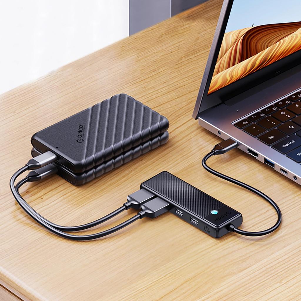 Hub Usb-C Orico Papw2Ac-C3 Stacja Dokująca 2X Usb-A 3.0 + 2X Usb-C 3.0 - Czarny