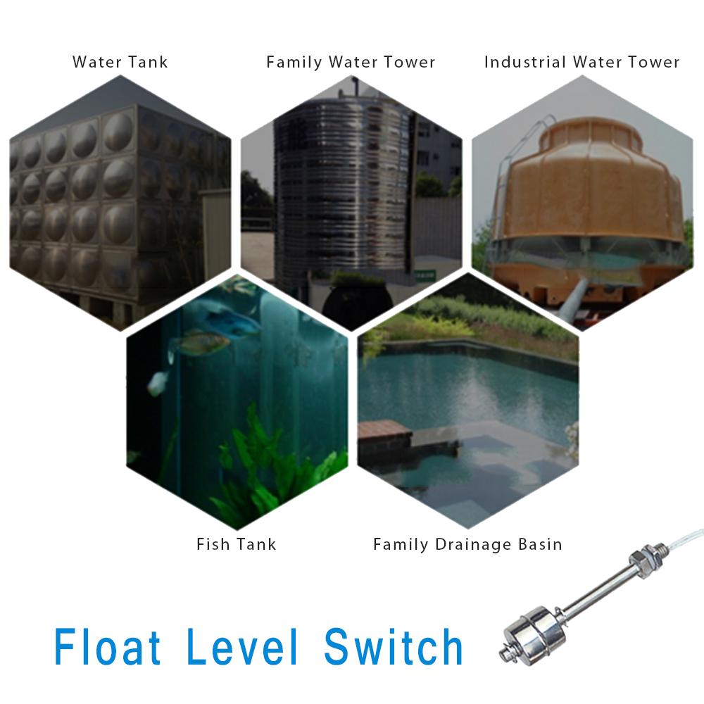 Float Switch High Temperature Resistant 304 Stainless Steel Liquid Water Tower Tank Level Automatic Level Control Sensor Switch