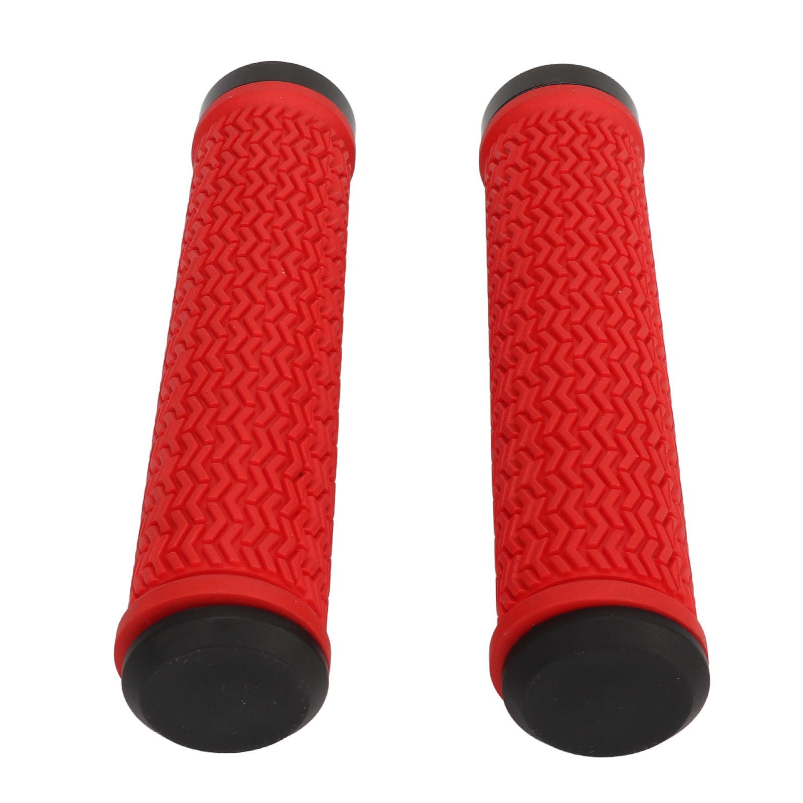 1 Pair Rubber Bike Handle Grips Anti Slip Rubber Mountain Bike Scooter Handlebar Grips Red