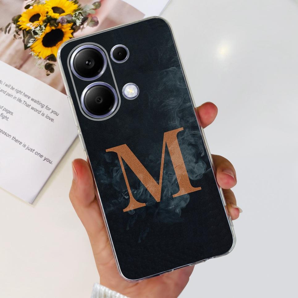Letter Cass For Cover Xiaomi Poco M6 Pro 4G Phone Shell Mask For Xiaomi Redmi Note 13 Pro 4G Bumper Etui Coque Soft Clear TPU