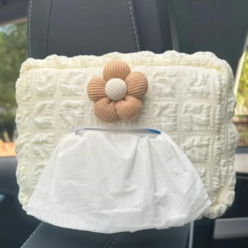 1Pc Car Tissue Box Puff Fabric Tissue Box Car Seat Back Armrest Paper Box Type Tissue Bag Car Interior Decoration Accessories