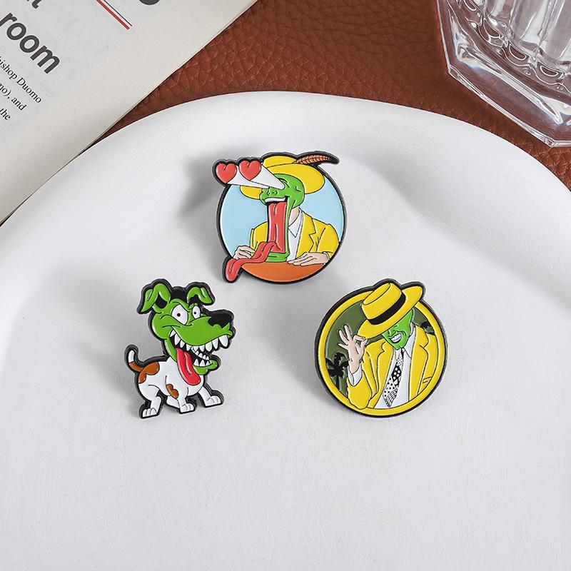 90s Fantasy Comedy Movies Enamel Pins Custom Green Mask Brooches Lapel Badges Clothes Funny Jewelry Gift for Kids Friends