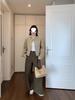 Women’s Khaki Woolen Baseball Jacket: Spring 2025 Petite Short Coat in New Style