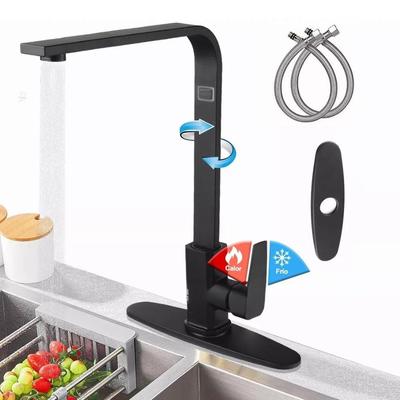 Kitchen 7-shaped Faucet Hot And Cold Water Mixer 360 Degree Rotating Tap Kitchen Sink Faucet with Inlet Pipe