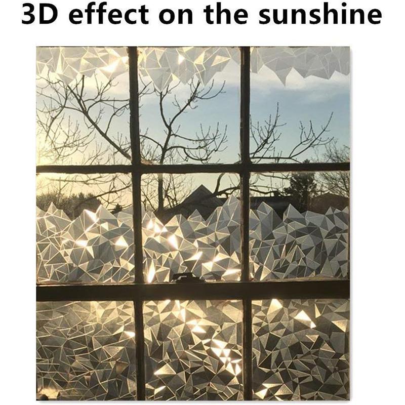 Folie de confidențialitate pentru ferestre 3D, fără lipici, autoadeziv static pentru ferestre, autocolant pentru fereastră, baie, birou, bucătărie